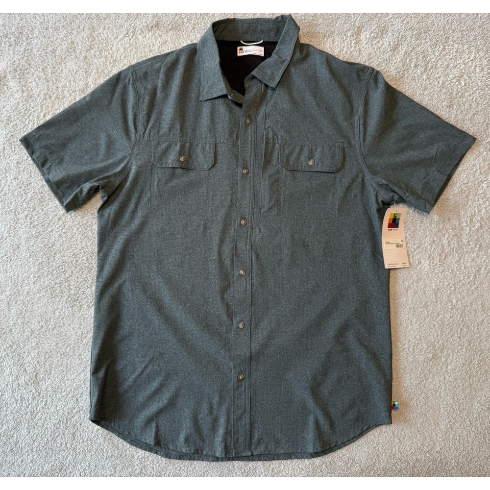 NWT Unionbay UB Tech Mesh Button-Up Shirt Gray Men's Size Medium
